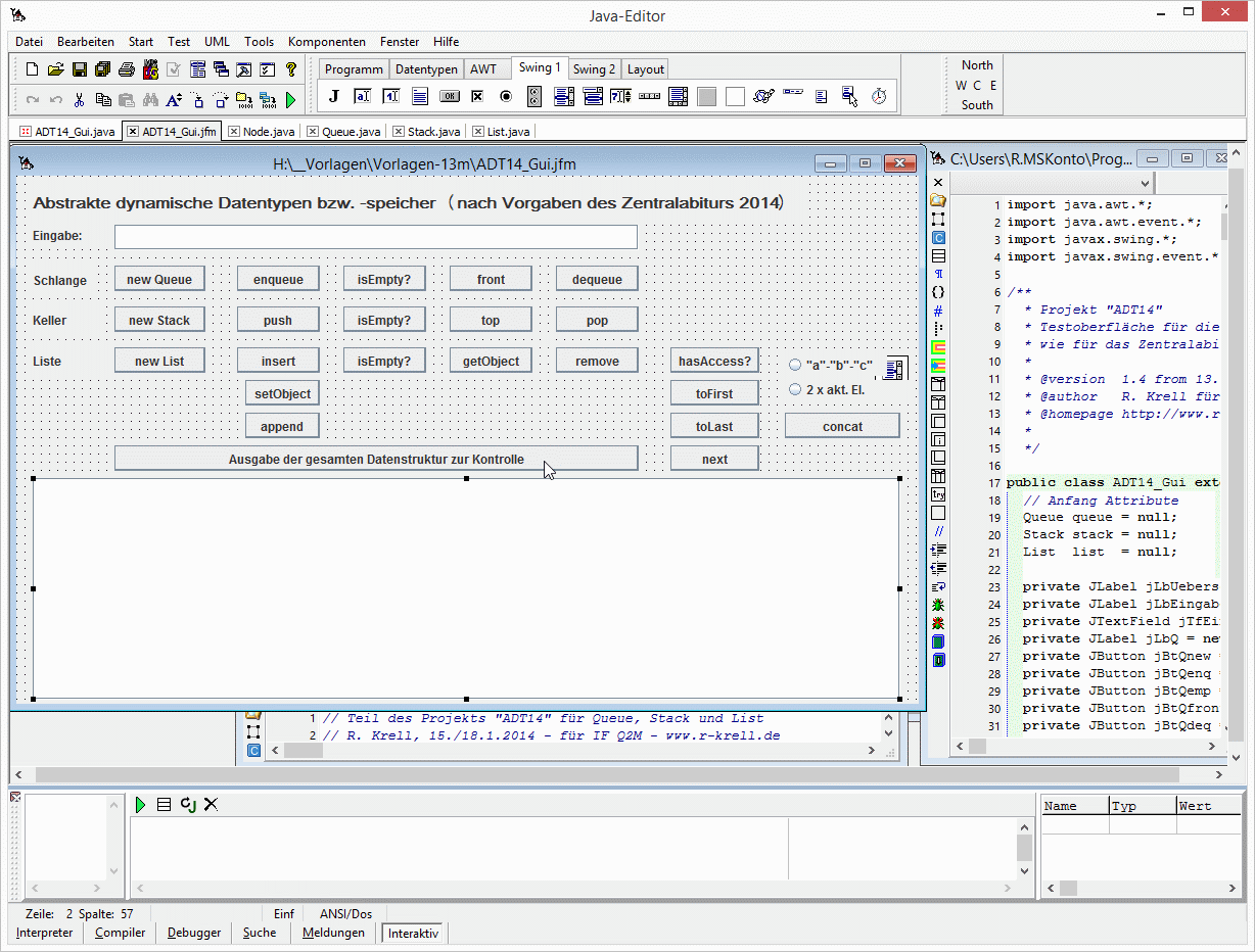 Bildschirmfoto Programmerstellung im Java-Editor
