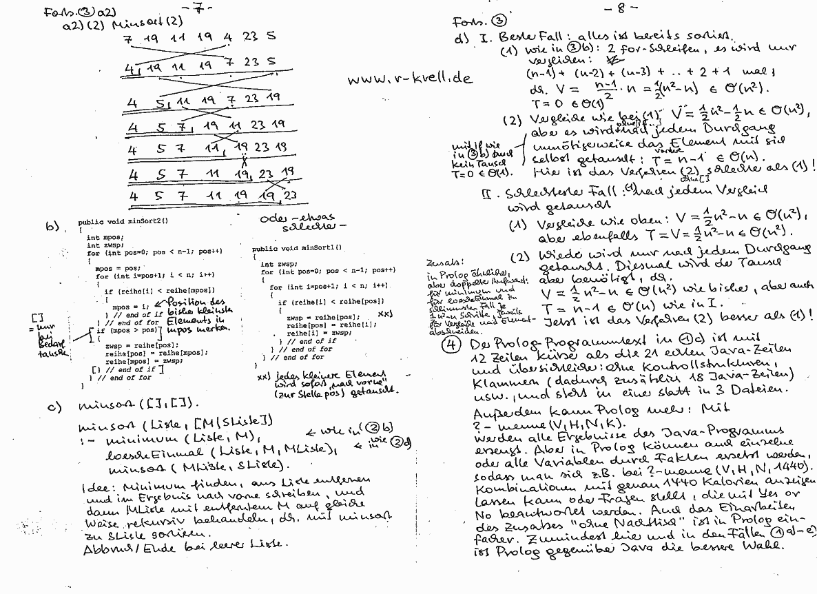 handschriftl. Klausurlösung, Seiten 7 und 8