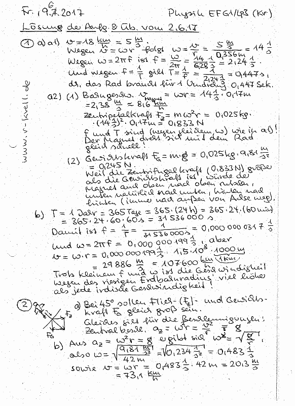 handschriftliche Lösung, Seite 1